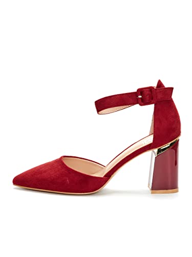 Zapatilla de mujer con correa de 7,5 cm, color rojo y negro, D675-S1939, rojo, 40 EU Cover