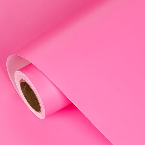 LeZakaa Pink Wrapping Paper Roll Fluorescent Neon Solid Color Paper for Valentine Birthday Mothers Day Wedding Anniversary Mini Roll 17 inches x 32.8 Feet (47.23 sq.ft.)