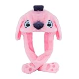 CNEISEJK Stitch Ear Moving Jumping Hats Warm Plush Rabbit Winter Caps Cute Stitch Angel Hat Novelty Party Hats for Womens (Tear-Angel 2404), Medium