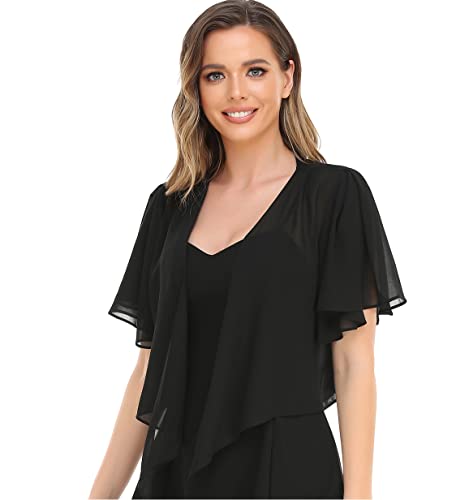 Womens Shrug Chiffon Shawl Wraps Open Front Tie Top Cardigan for Evening Dress2