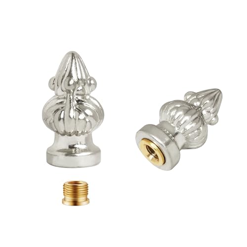 Image of 2 Pieces 1 /8IP Lamp Shade Finial Tiffany Victorian Finials for Lamps Threaded Lamp Cap Knob for Table Lamps or Floor Lamps (Nickel)