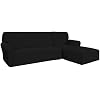 Easy-Going Stretch Sofa Slipcover 2 Pieces L-Shaped Sofa Cover Sectional Couch Cover for Living Room Jacquard Fabric Chaise Lounge Slipcover with Elastic Bottom for Dogs Kids PetsX-Large,Black