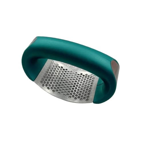 Prensador de ajo manual de acero inoxidable, para frutas y verduras (verde oscuro)