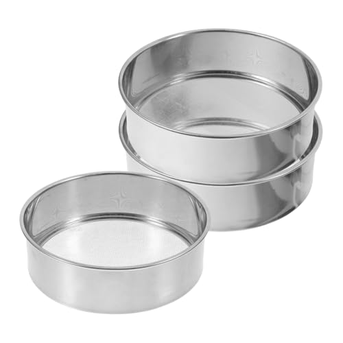VILLCASE 3pcs Stainless Steel Sieve Strainer Industrial Slurry Pigment Pottery Filter Easy to Clean Flour Sifter for Baking and Gardening