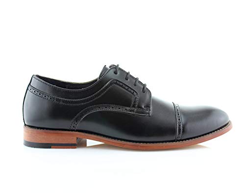 Image of Ferro Aldo Men's Modern Cap-Toe Derby Collection | Statement Dress Shoes in Floral, Woven, & Classic Styles