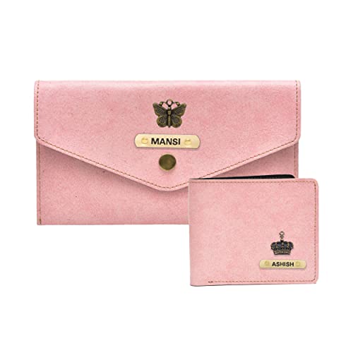 Image of YOUR GIFT STUDIO : Classy Minimal Clutch + Men's Wallet | Couple Gifts (Pink)