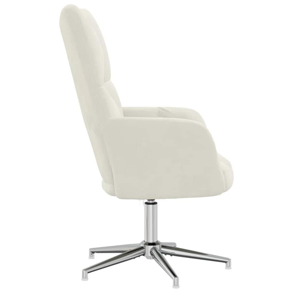 Sillón Relax, Terciopelo Blanco Crema, Sillón Giratorio con Marco de Acero, Cómodo Sillón de Lectura para Dormitorio, 62 x 68 x 91 cm