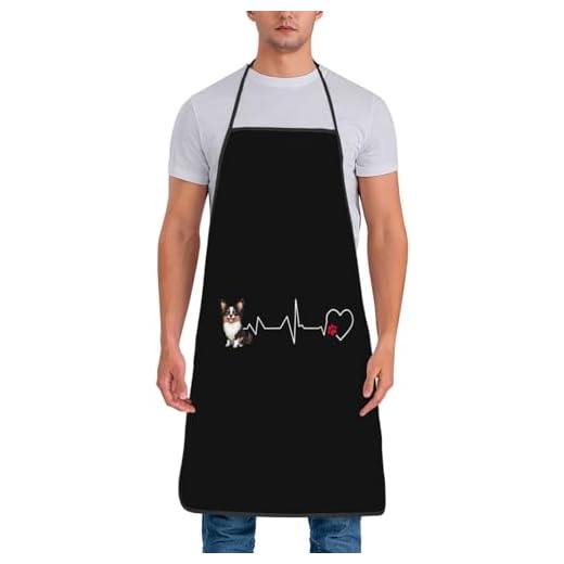 Papillon Dog Heartbeat Line Waterproof Stain-Resistant Soft Touch Multipurpose Chef Apron Women Men6