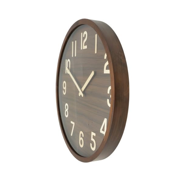 Horloge murale en bois foncé 60 cm : grande horloge silencieuse design