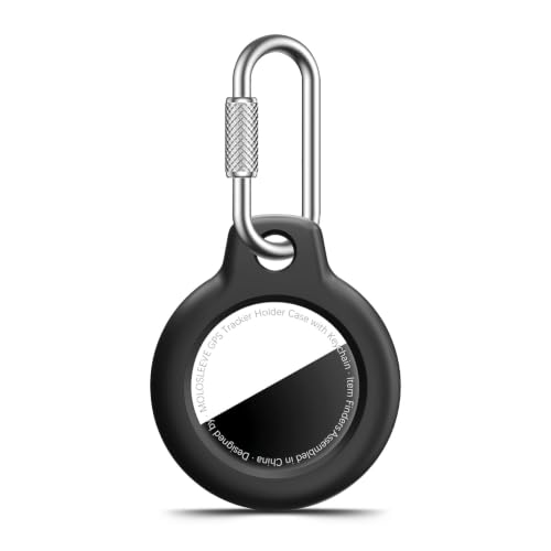 Image of MOLOSLEEVE Holder Keychain for AirTag 2nd Gen & 1st PC Shell Case, Black | Secure Carabiner Clip, Extra Keychain Included, Shock-Resistant, for Air Tagholder Keys, Bags, Luggage, Pets, Backpacks