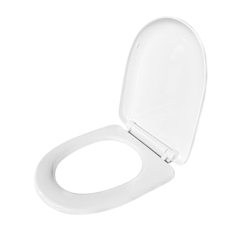 Image of Hardstone Plastic Toilet Seat Cover with Soft Closer Mechanism- U-Shape Commode Seat Cover - with Sleek Design & Easy Installation with Installation Kit (44cm x 34cm, White)