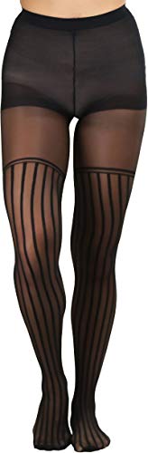Image of ToBeInStyle Womens High Fashion Sheer Full Footed Vertical Stripe Tights