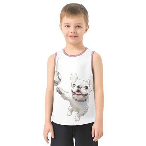 Boys' Tank Top Shirt Cute Dog with Baseball Sleeveless T-Shirts2