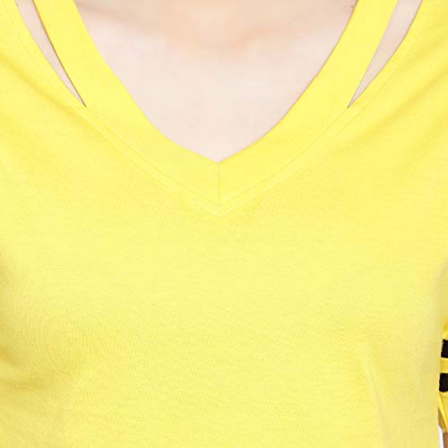 Image of LE BOURGEOIS Women Solid Loose Fit Desiger V-Neck Short Sleeve Dance Party Casul Crop Top