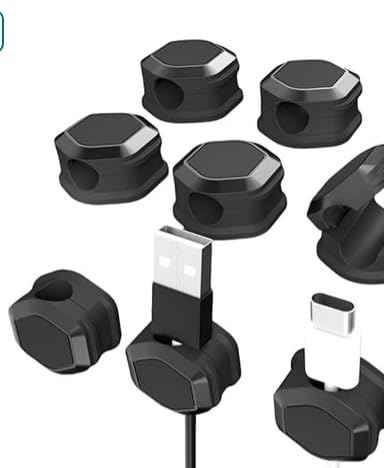 Magnetic Cord Organizer, Cord Organizer for Desk, Cord Holder, Smooth Adjustable Cable Management, Wire Keeper for Desk, Nightstand, Phone Charger, Computer, Home, Office, Car