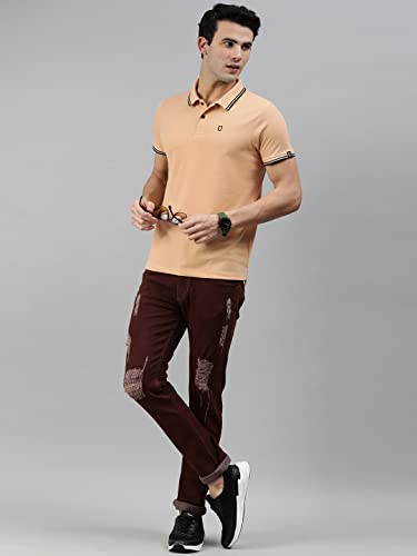 Image of Urbano Fashion Men's Solid Slim Fit Half Sleeve Cotton Polo T-Shirt