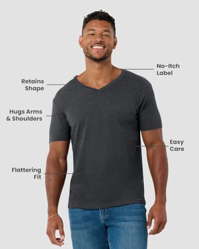 Image of Men's V-Neck T-Shirt Fitted Short Sleeve Soft Cotton Vneck Tees S-2XL