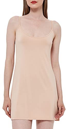GYS Women's Bamboo Viscose Full Slips for Under Dresses Adjustable Spaghetti Straps Cami Slip Dress