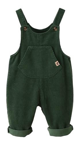 Happy Cherry - Salopette in Corduroy per Bambini e Ragazzi, Ragazze e Ragazzi, Salopette a Un Pezzo per Primavera, Inverno e Autunno - 1-5 Anni, verde, 3-4 Jahre
