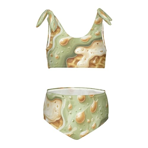 Glaze Caramel Gold Sprinkles Forest Green Tan Ice Cream Girls Tankini Swimsuit Kids Bikini Sets 2 Pcs Bathing Suit 3T