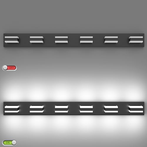 Image of SOLFART 5 Color Temperature Adjustable Modern Vanity Light6 Lights Black Bathroom Light FixturesIndoor LED Bar Lighting 5 Color Temperature Adjustable 5CCT ETL Listed