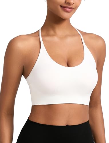 RUNNING GIRL Sports Bras for Women,Sexy Crisscross Back Seamless Padded Sports Bra Medium Support with Removable Pads3