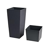 Unbekannt Blumentopf Übertopf Blumenkübel Pflanzkübel Rato Polyrattan Pflanztopf von rg-vertrieb (325, Anthrazit)