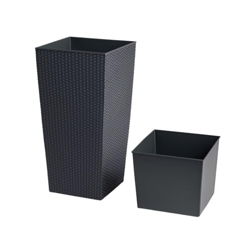 Unbekannt Blumentopf Übertopf Blumenkübel Pflanzkübel Rato Polyrattan Pflanztopf von rg-vertrieb (325, Anthrazit)