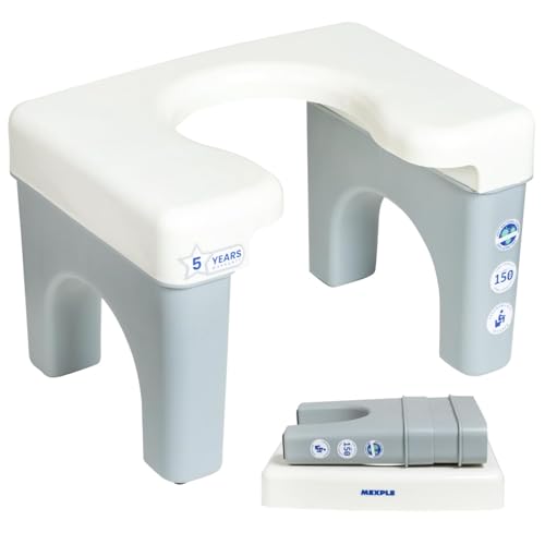 Image of MEXPLE Xumo50 Portable Potty Squat Stool | Indian to Western Toilet Stool Commode Seat | Lightweight & Stable Design | for Adults Kids Elderly Handicap | Height 22cm /8.6 Inches | White