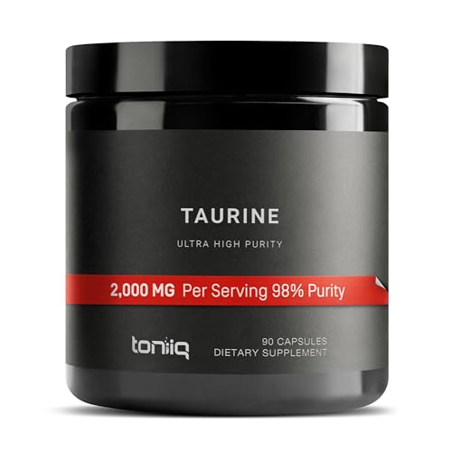 Image of Toniiq 2000mg Taurine Supplement - High Purity Taurine Powder Capsules, 98%+ Pure, Third-Party Lab Tested - Potent, Non-GMO, Gluten-Free, Effective Formula 45 Optimal Servings Per Bottle