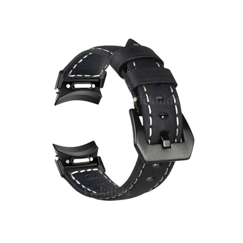 Srndsydak Correa de reloj cuero Compatible con Samsung Galaxy Watch 7 6 5 4 /4Classic 6classic /5pro(Black Black,For Galaxy 4 44mm)