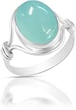 Solid 925 Sterling Silver Ring For Womens Aqua Chalcedony Ring Sterling Silver Trendy Ring Green Gemstone Ring