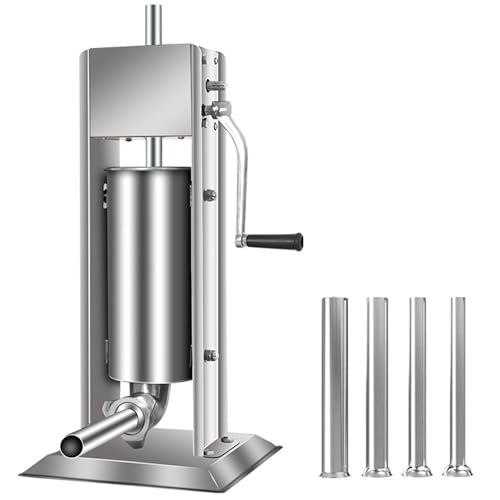 guoyjmm 3L Insaccatrice per Salsiccia, Macchina per la Produzione di Salsicce, Insaccatrice Manuale per Uso Domestico, Salsicce Siringa con 4 Tubi di Riempimento