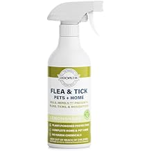 Flea Spray for Home & Pets - Flea and Tick Prevention for Dogs - Plant Based Repellent with Natural Essential Oils for Dog Flea Treatment Protection - Lemongrass Scent - 16 Fl Oz