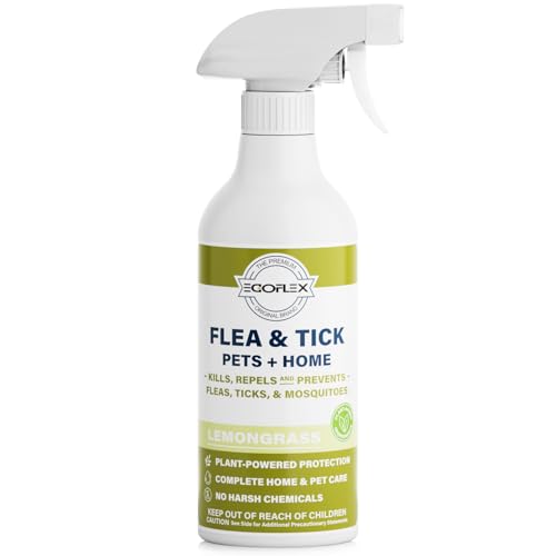 Flea Spray for Home & Pets - Flea and Tick Prevention for Dogs - Plant Based Repellent with Natural Essential Oils for Dog Flea Treatment Protection - Lemongrass Scent - 16 Fl Oz