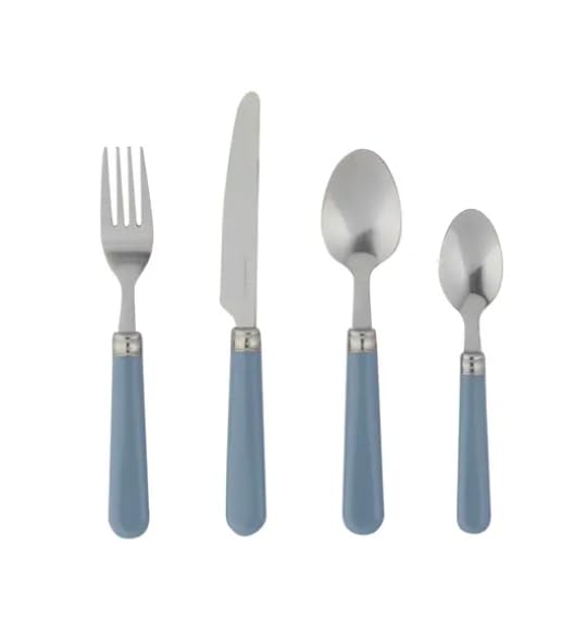New 16-Piece Contemporary Stainless Steel Cutlery Set with Comfort-Grip Handles – Perfect for Everyday Dining & Table Décor-M86 (Ashley Blue)