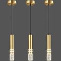 LIANGMH Pendant Lights Kitchen Island, Crystal Pendant Light Fixtures Mini 6W LED Modern Kitchen Pendant Lighting Over Sink and Living Room and Bedroom (Gold 3 Pack)