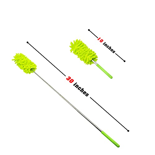 Popvida Microfiber Duster For Cleaning - Color Boxed Chenille Bendable Extendable Pole For Home Office Car Cleaning (Green+Blue) #TOP3