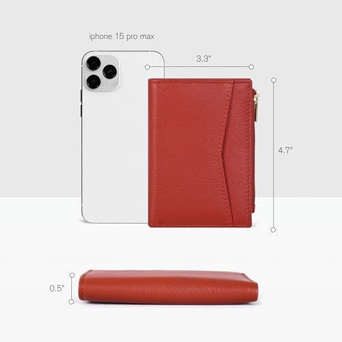 Image of Oak Leathers Leather Wallet For Women - Small RFID Coin Purse Credit Card & ID Holder for Ladies, Gift for Women's, Bifold Wallets (Nappa Orange)