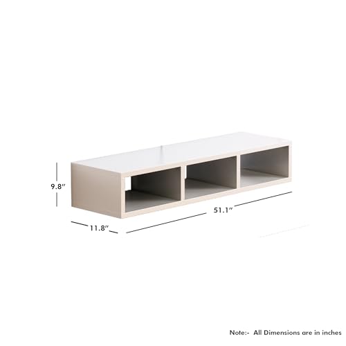Image of TV Unit for Living Room 30 to 52 Inch, Engineered Wood TV Unit Wall Mounted Entertainment Unit Set Top Box Stand with Storage Shelves for Books & Decor Unit for Bedroom (Frosty White)