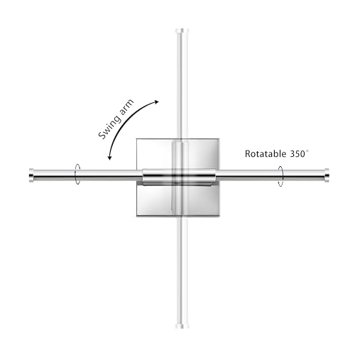 JONATHAN Y 16.25" Chrome Modern Dimmable Integrated LED Wall Sconce, Minimalist Adjustable Metal Vanity Light for Bathroom Mirror, Bedroom, Hallway, 3000K, ETL Listed JYL7039A by JONATHAN Y - Image 5