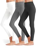 3 Pack Girls Black Athletic Leggings, Printed Ankle Length High Waisted Yoga Pants for Kids Teen