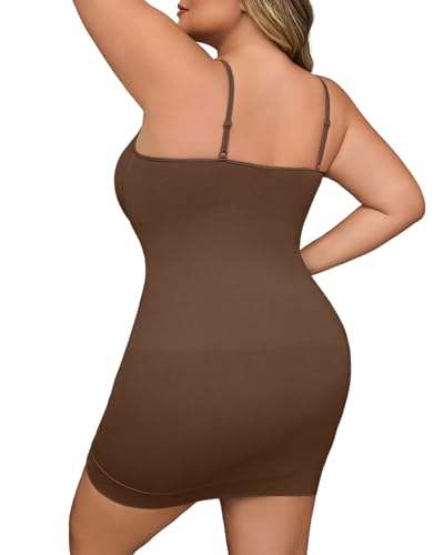 Image of Shapewear Slip Dress for Women Under Dress Seamless Tummy Control Slip Dress Plus Size Smoothing Cami Dress Slips