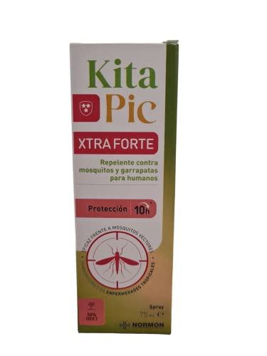 Kita Pic XTRA FORTE 75 ml, Spray Antimosquitos y Garrapatas,Repelente de Mosquitos, Eficaz Contra Mosquito Tigre, Eficacia y Protección Contra las Picaduras de Mosquitos,Condiciones Extremas