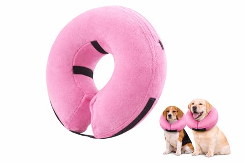 Collar Isabelino Perro Inflable Collarin Perro Ajustable Campana (Rosa M)