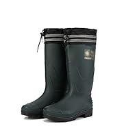 CLSQLXYJZC Durable Rubber Rain Boots for Men, High Tube Waterproof Warm Anti-skid Large Soles Fishing Boots with Reflective Stripe, for Farming Gardening Work Boots (Color: Green, Size: 9)