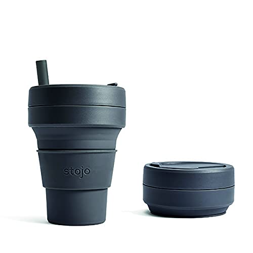 STOJO Biggie Brooklyn Collection Reisebecher, 473 ml Fassungsvermögen, Carbon Cover