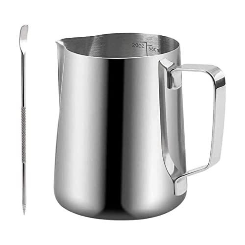 Jarra de espumante de leite de aço inoxidável copo de café com escala jarra de café expresso arte de