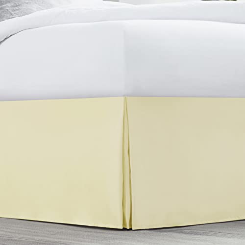 Image of Nestl Vanilla Yellow Bed Skirt Cal King Size - Cal King Bed Skirt 14 Inch Drop - Brushed Microfiber Bed Skirts - Hotel Quality Pleated Bed Skirt - Shrinkage & Fade Resistant