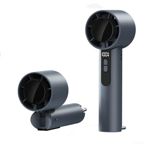 Ventilador portátil de mano plegable con pantalla digital, regulación de 100 velocidades, ventilador de refrigeración de mano para actividades al aire libre (pantalla digital gris)